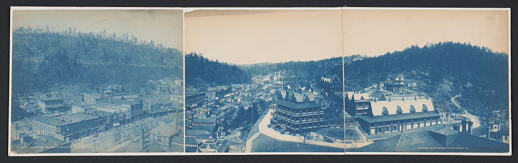 Historic panoramic view of Hot Springs, Arkansas, from the Eastman Hotel tower